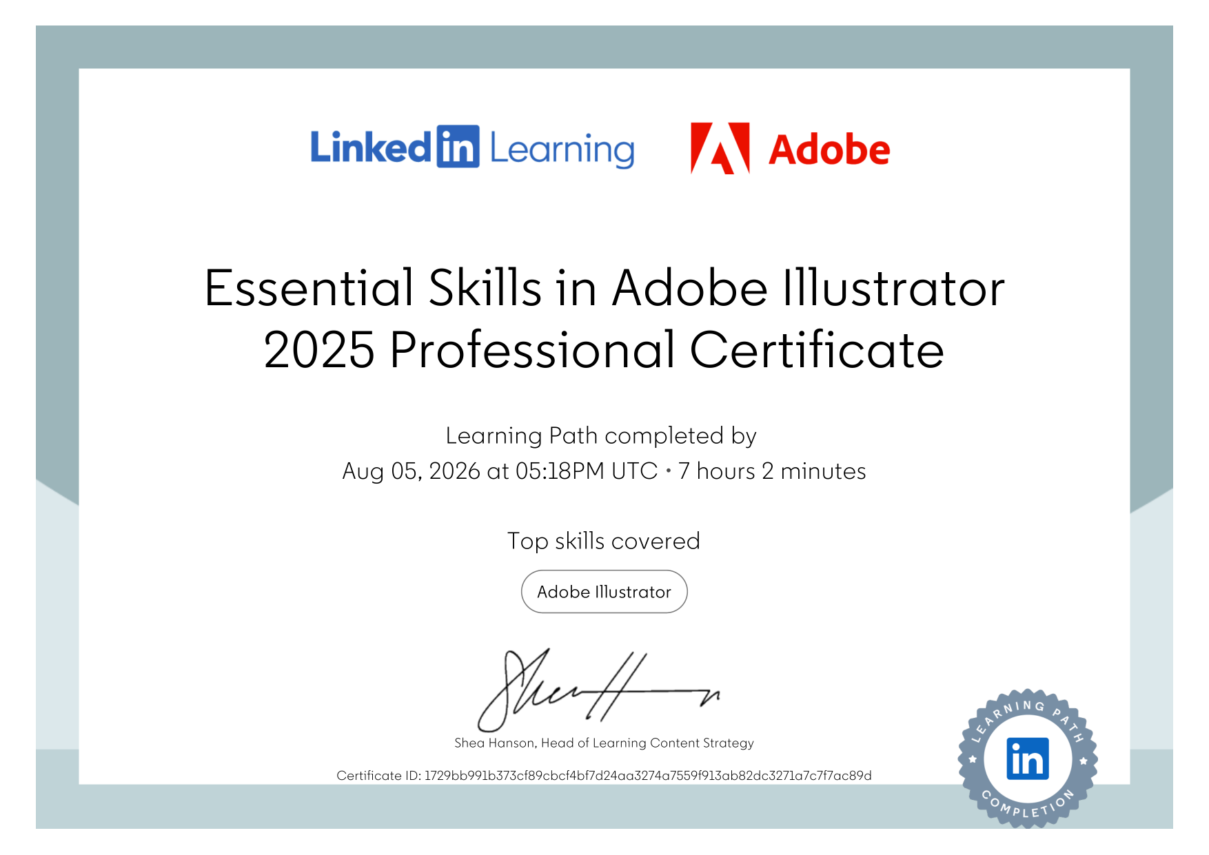 Illustrator certificate
