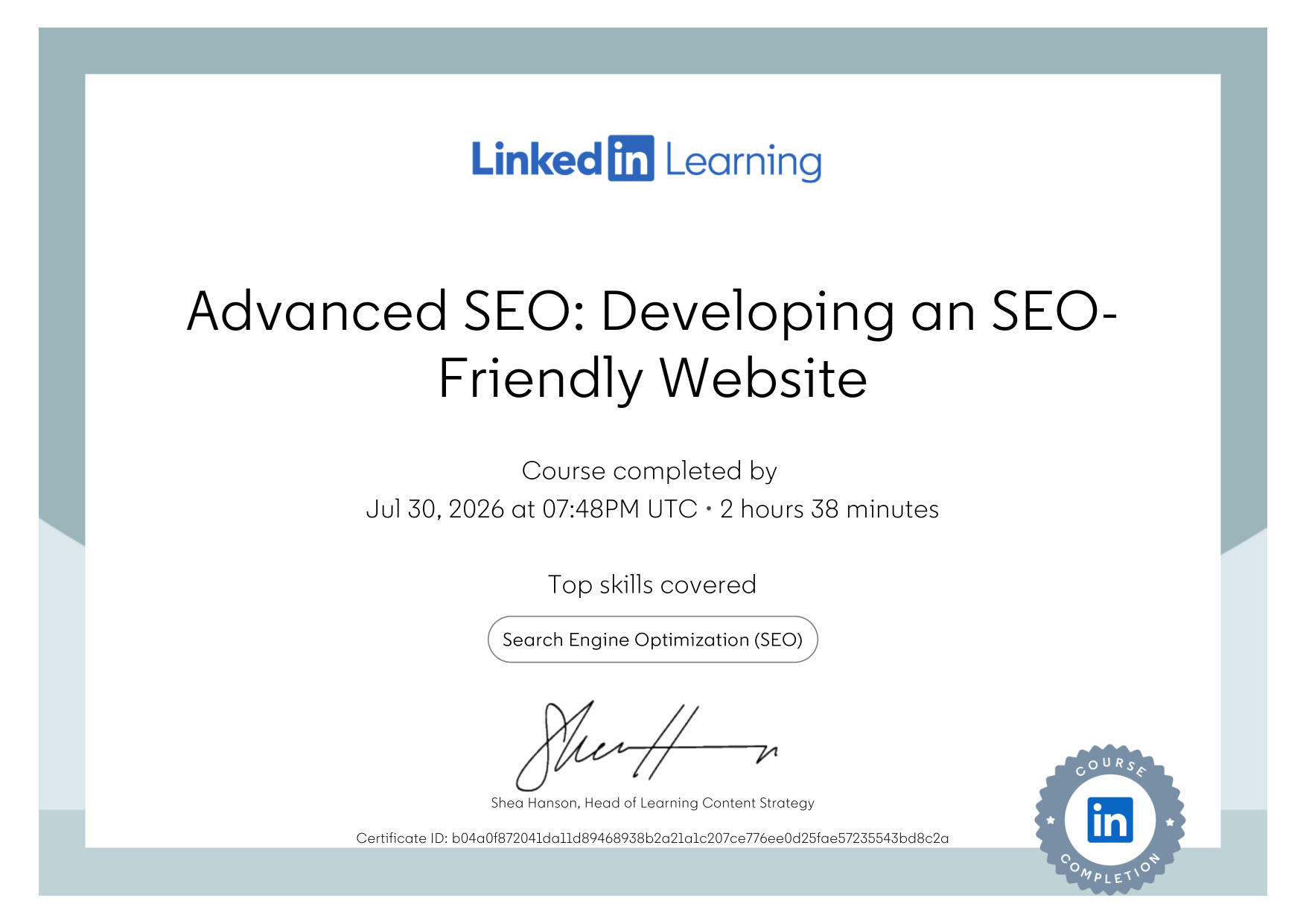SEO certificate