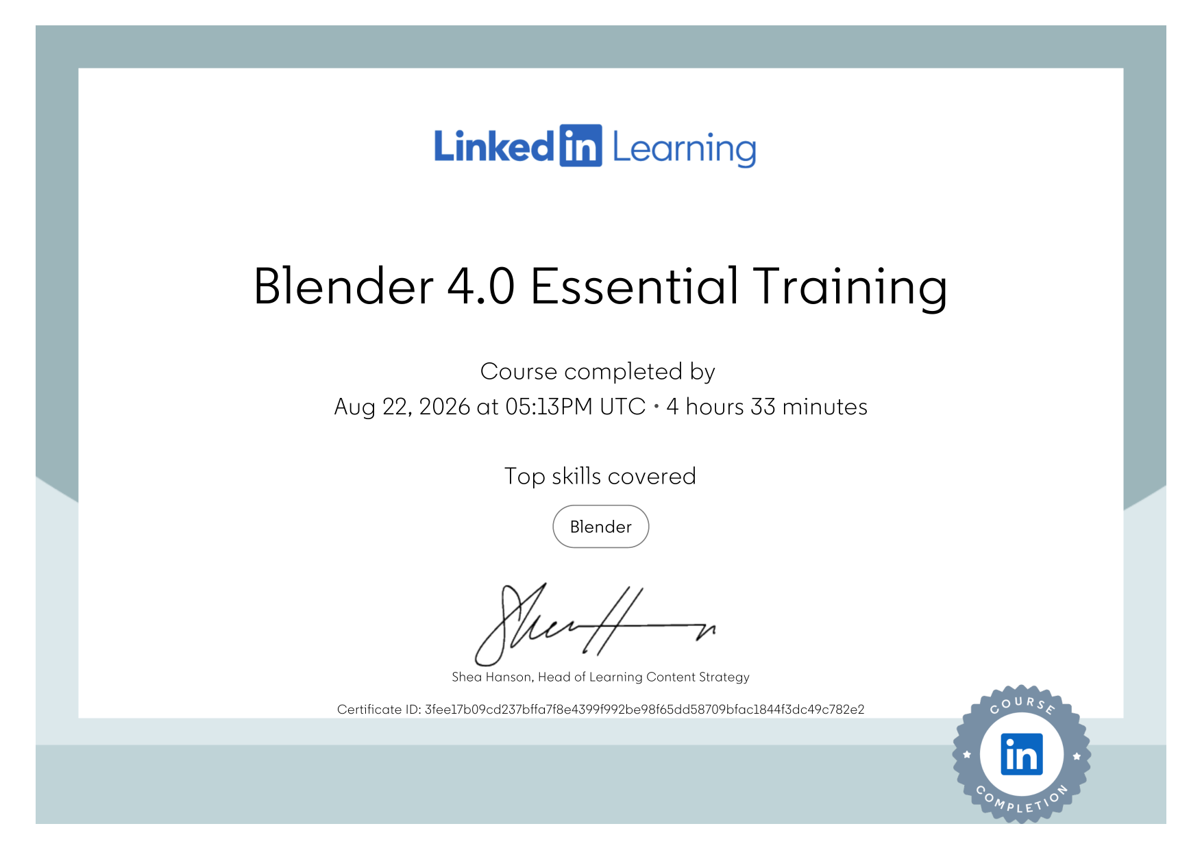Blender certificate