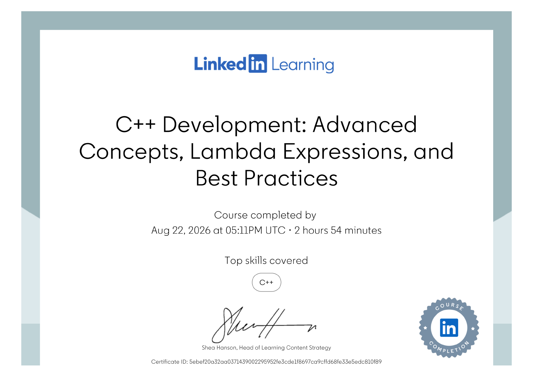 C++ certificate
