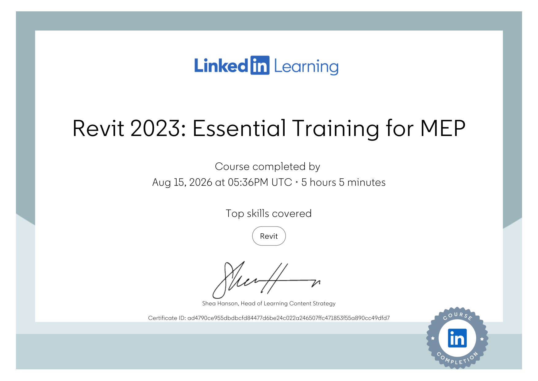 Revit MEP certificate
